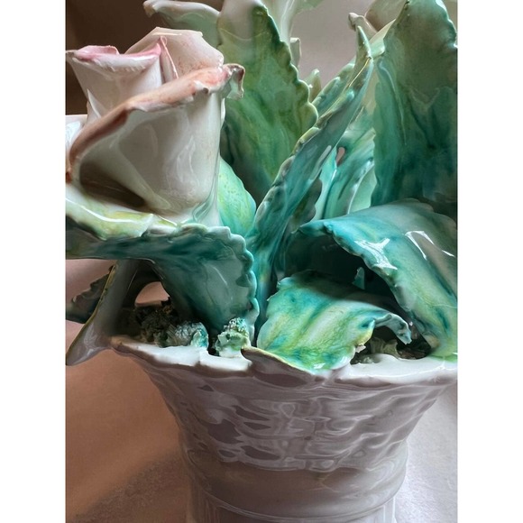 Hand painted, glazed Ceramic Flower Arrangement - Picture 9 of 10